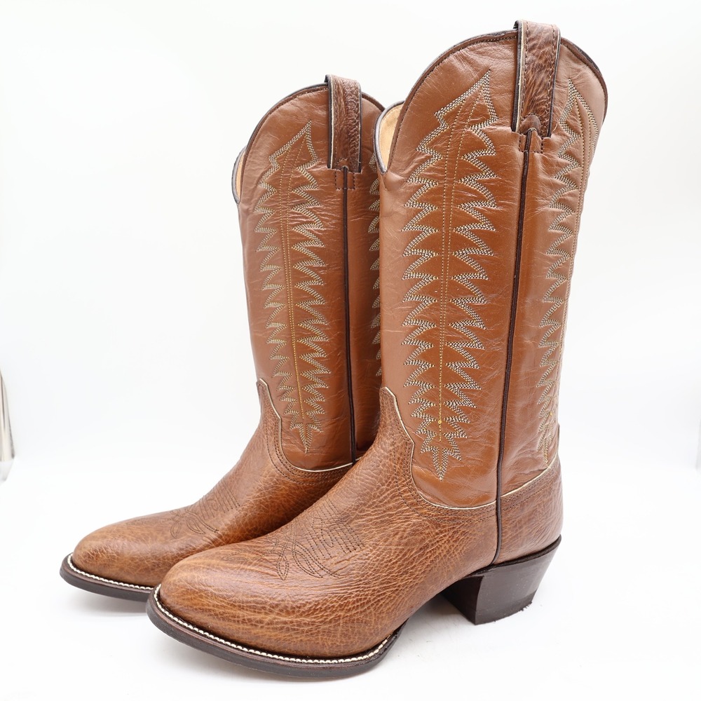 Wrangler Vintage Western Boots Mens 8.5D Brown Glazed Shoulder Leather NWT - Picture 3 of 16